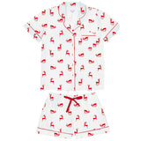Women's Reindeer Red Short PJ Set - Organic Cotton Poplin
