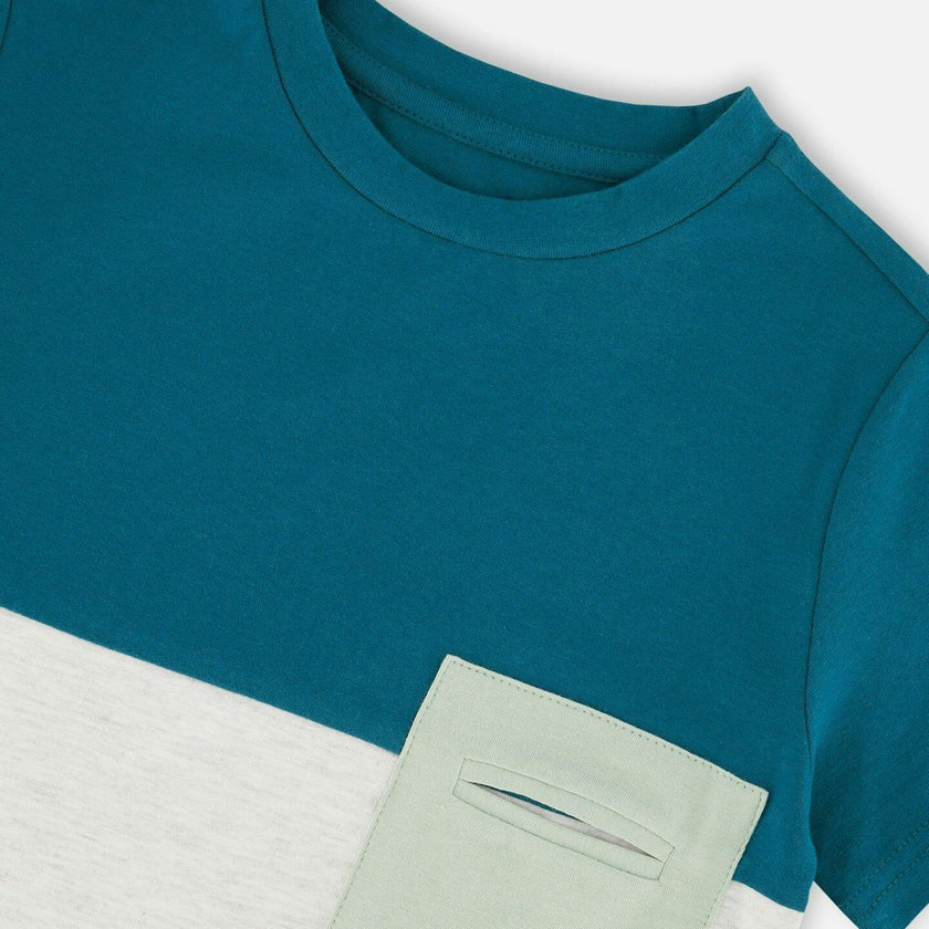 Organic Cotton Colorblock Jersey T-Shirt With Chest Pocket