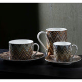 Tea Cup & Saucer Zig Zag Set of 2 In Luxury Box Jarris 148 Diam. 3.3"