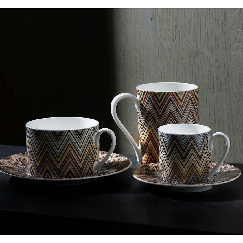 Coffee Cup & Saucer Zig Zag Set of 2 In Luxury Box Jarris 148 Diam. 2.3"