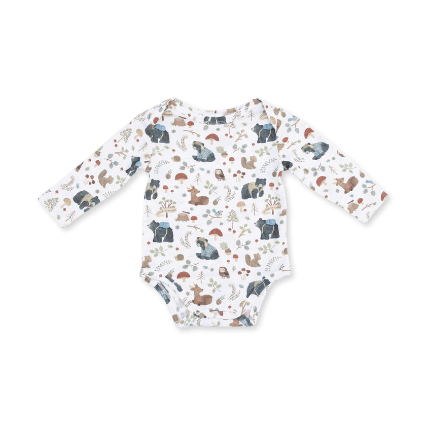 Southern Woodland Animals Green - Long Sleeve Bodysuit