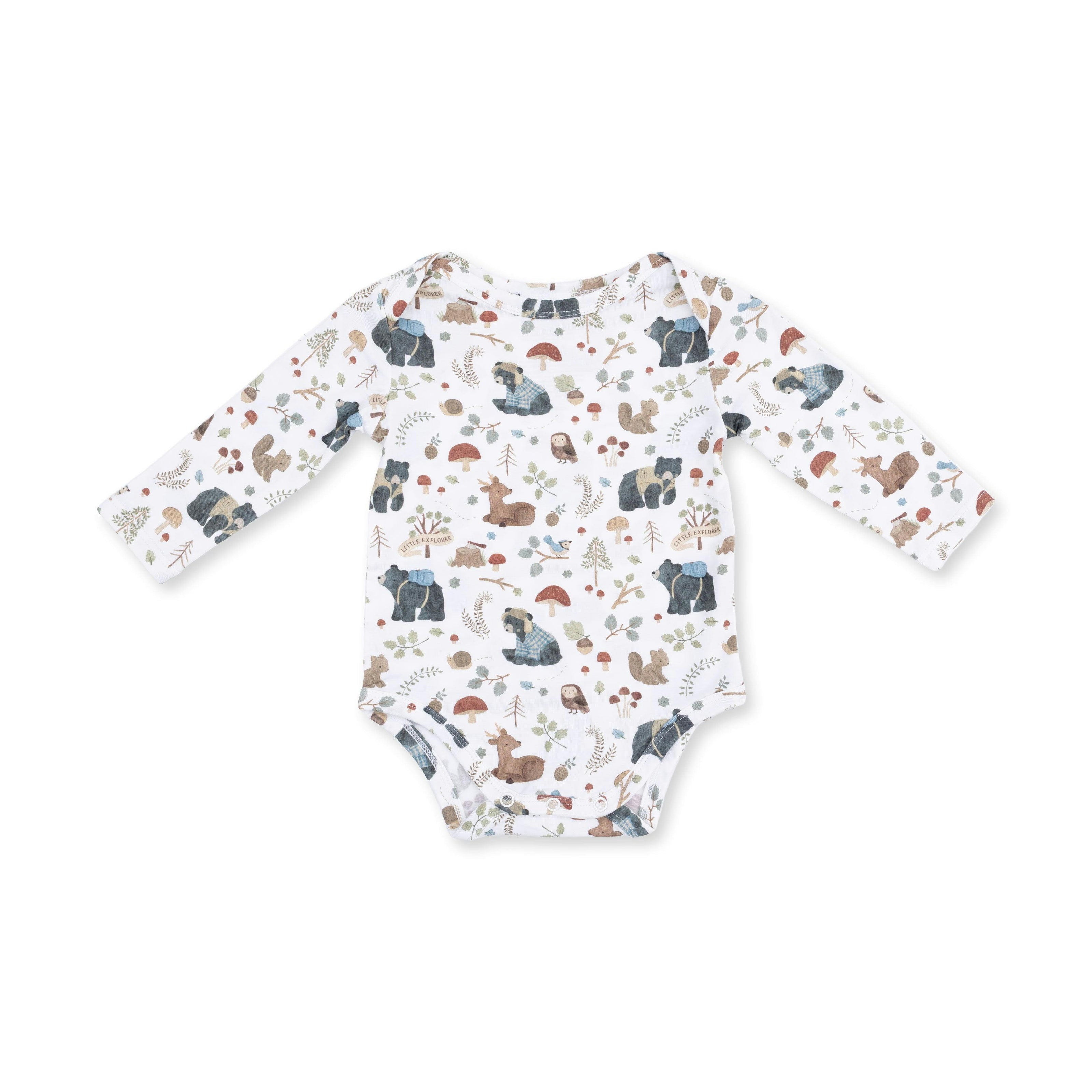 Southern Woodland Animals Green - Long Sleeve Bodysuit