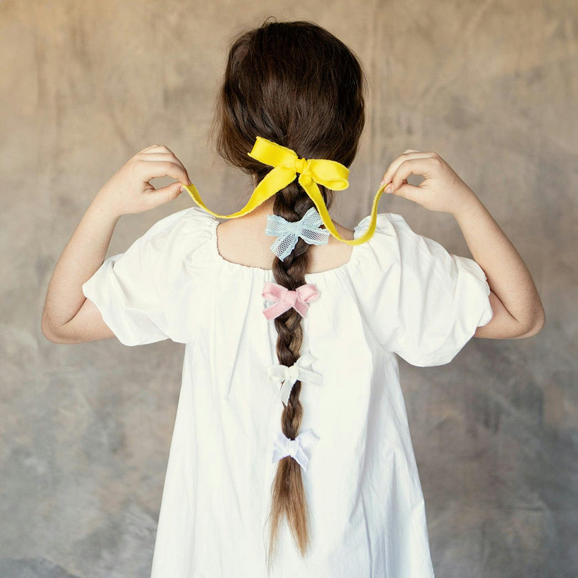 Halo Luxe Dahlia Deconstructed Grosgrain Ribbon Long Tail Clip - Yellow