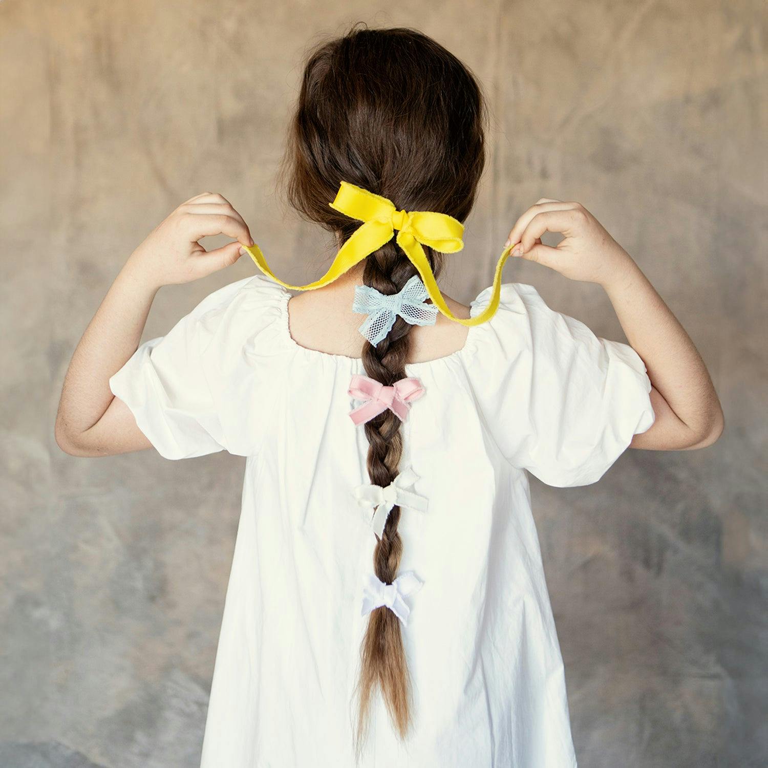 Halo Luxe Dahlia Deconstructed Grosgrain Ribbon Long Tail Clip - Yellow
