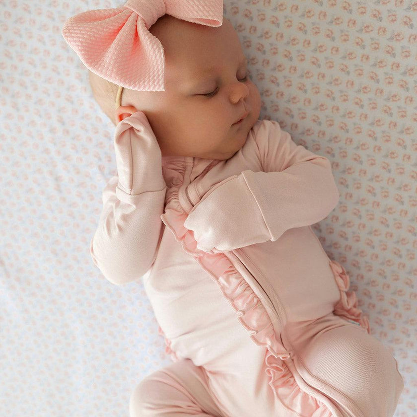 Sweet Pink Footie Ruffled Zippered One Piece