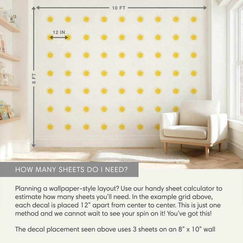 Watercolor Suns • Minis • Peel-and-Stick Wall Decals