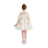 Ivory Zafira Puff-Sleeve Occasion Dress