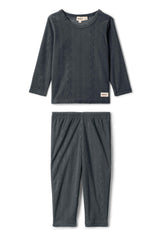 Cable Textured Velour Set Black