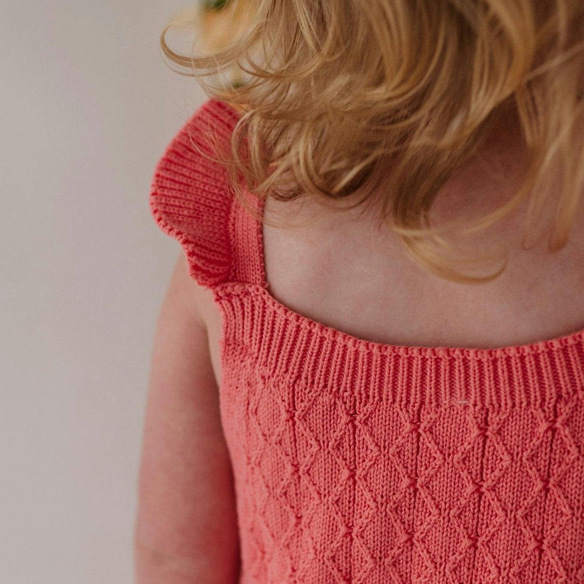 Baby Girl Knit Sweater Bodysuit in Strawberry Ice