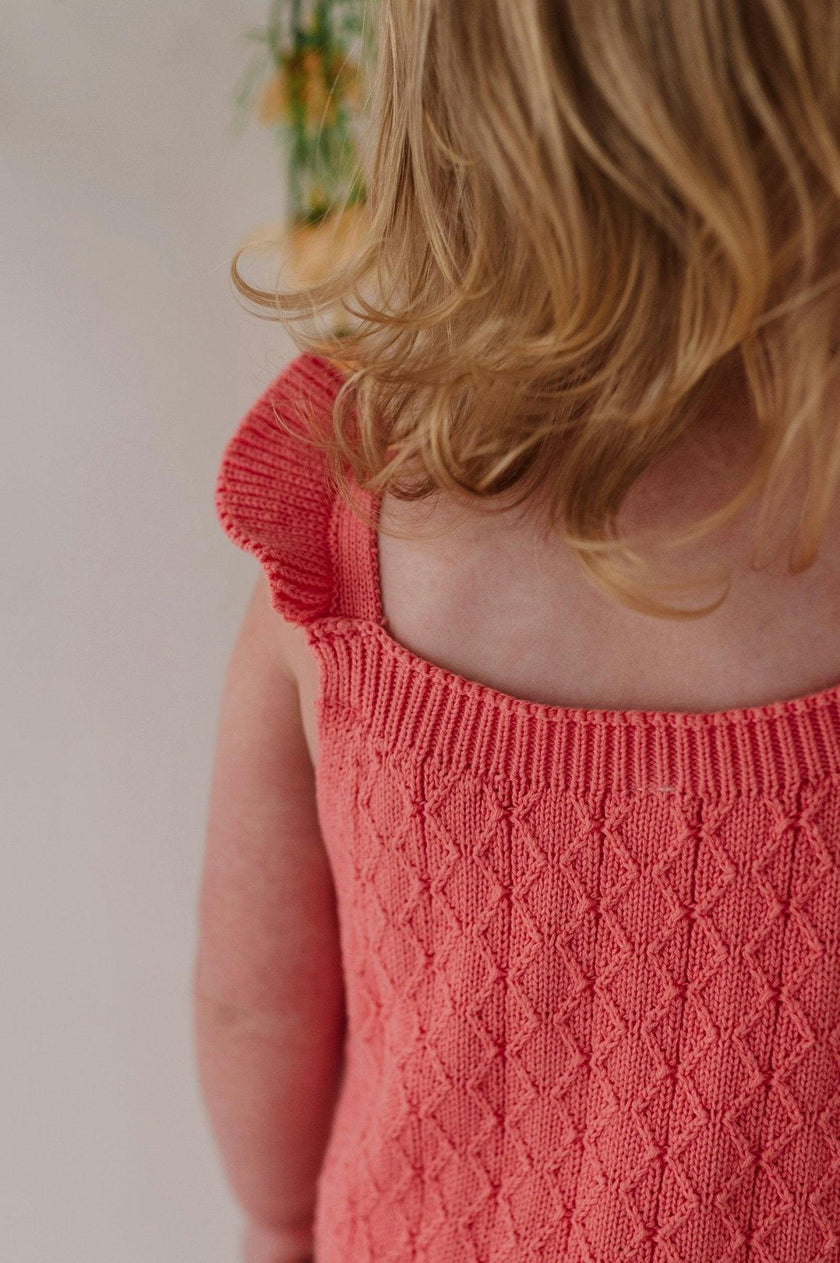 Baby Girl Knit Sweater Bodysuit in Strawberry Ice