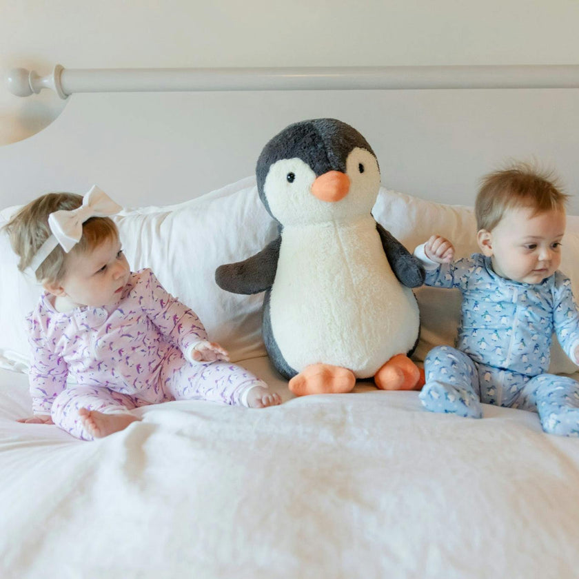 Parker Girls' Zipper Pajama Penguin Party Pink