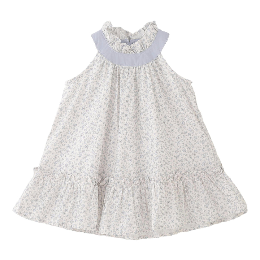 Blue Floral Ruffle Dress