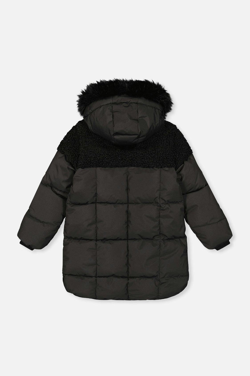 Long Winter Puffer Coat Black