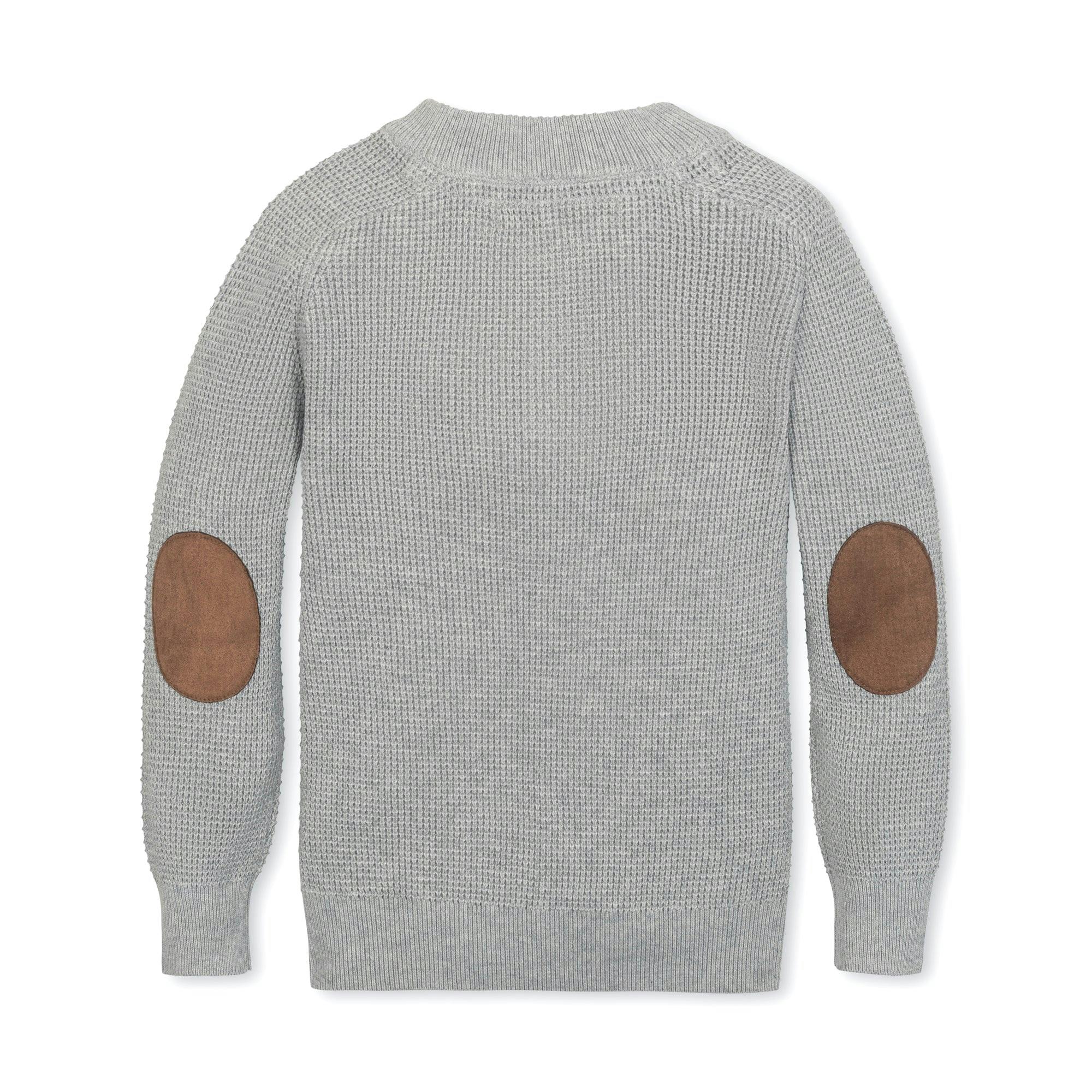Organic Sweater Henley with Elbow Patches