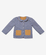 Reversible Quilted Jacket, Marine Tiny Check