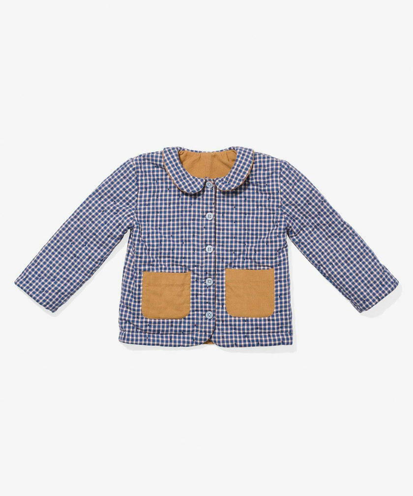 Reversible Quilted Jacket, Marine Tiny Check