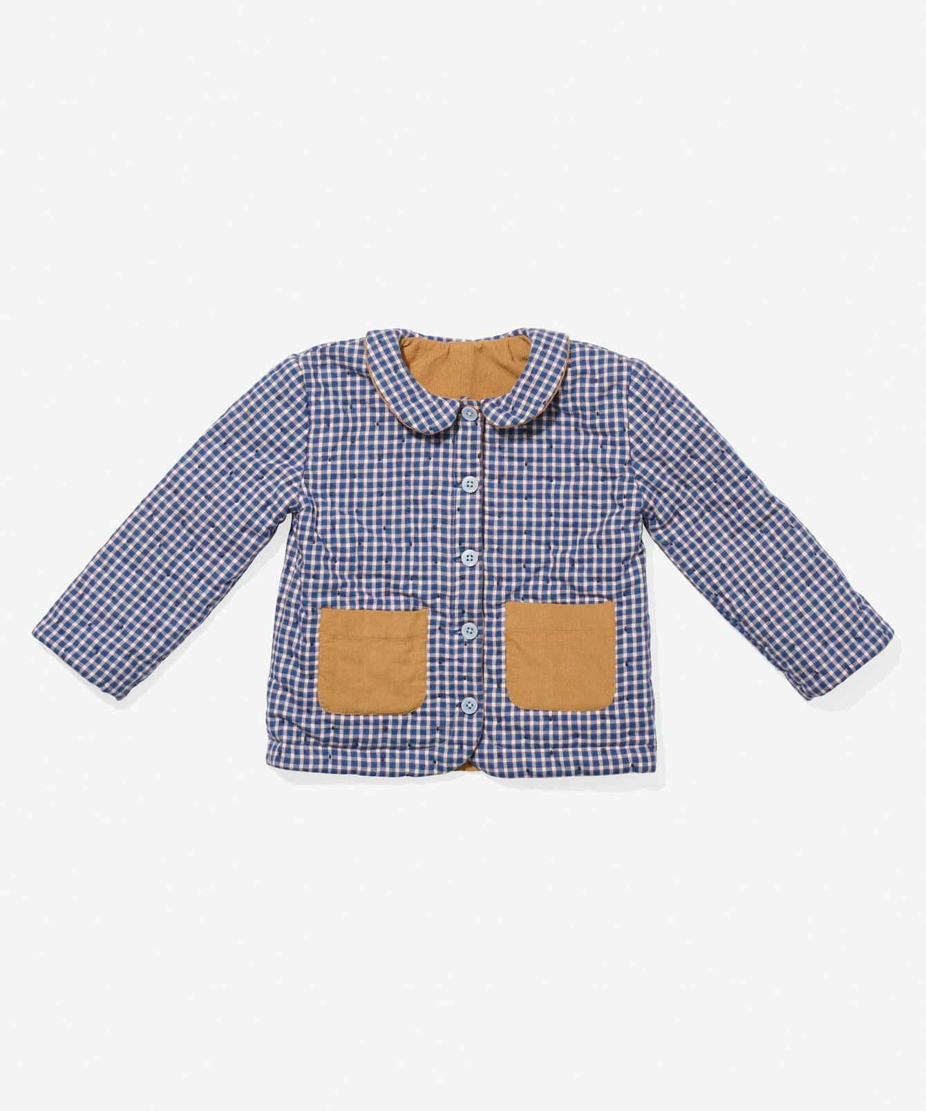 Reversible Quilted Jacket, Marine Tiny Check
