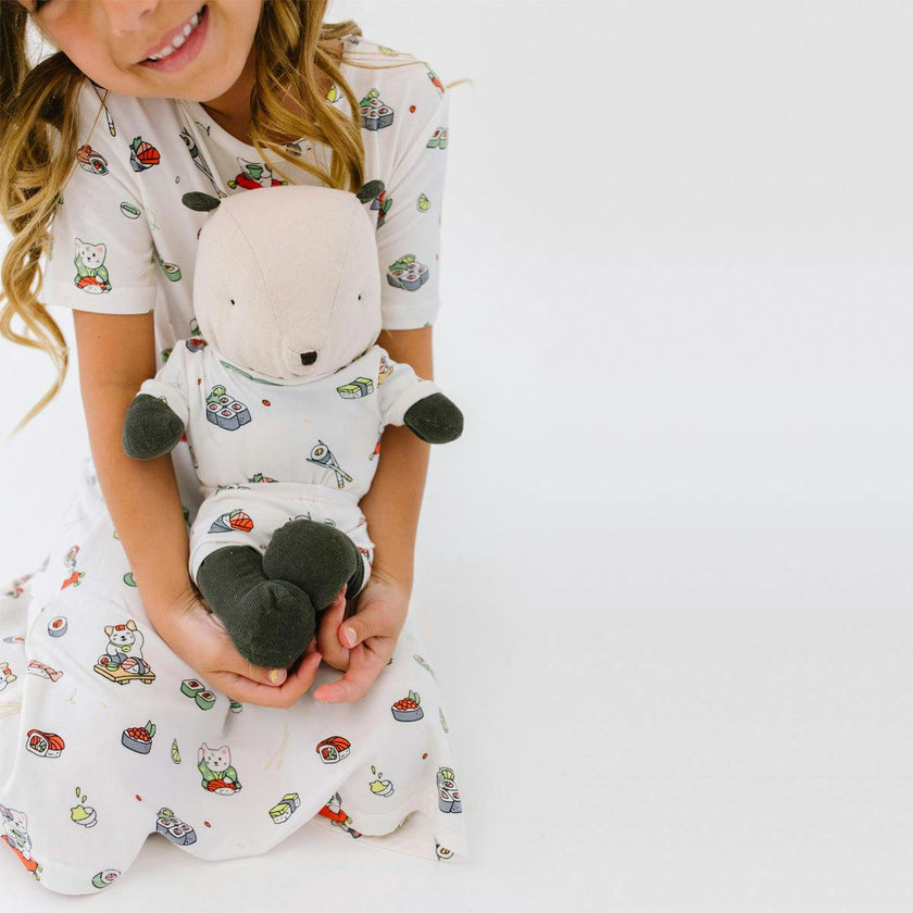 Sushi Cat Bamboo Girls' Short Sleeve Dress