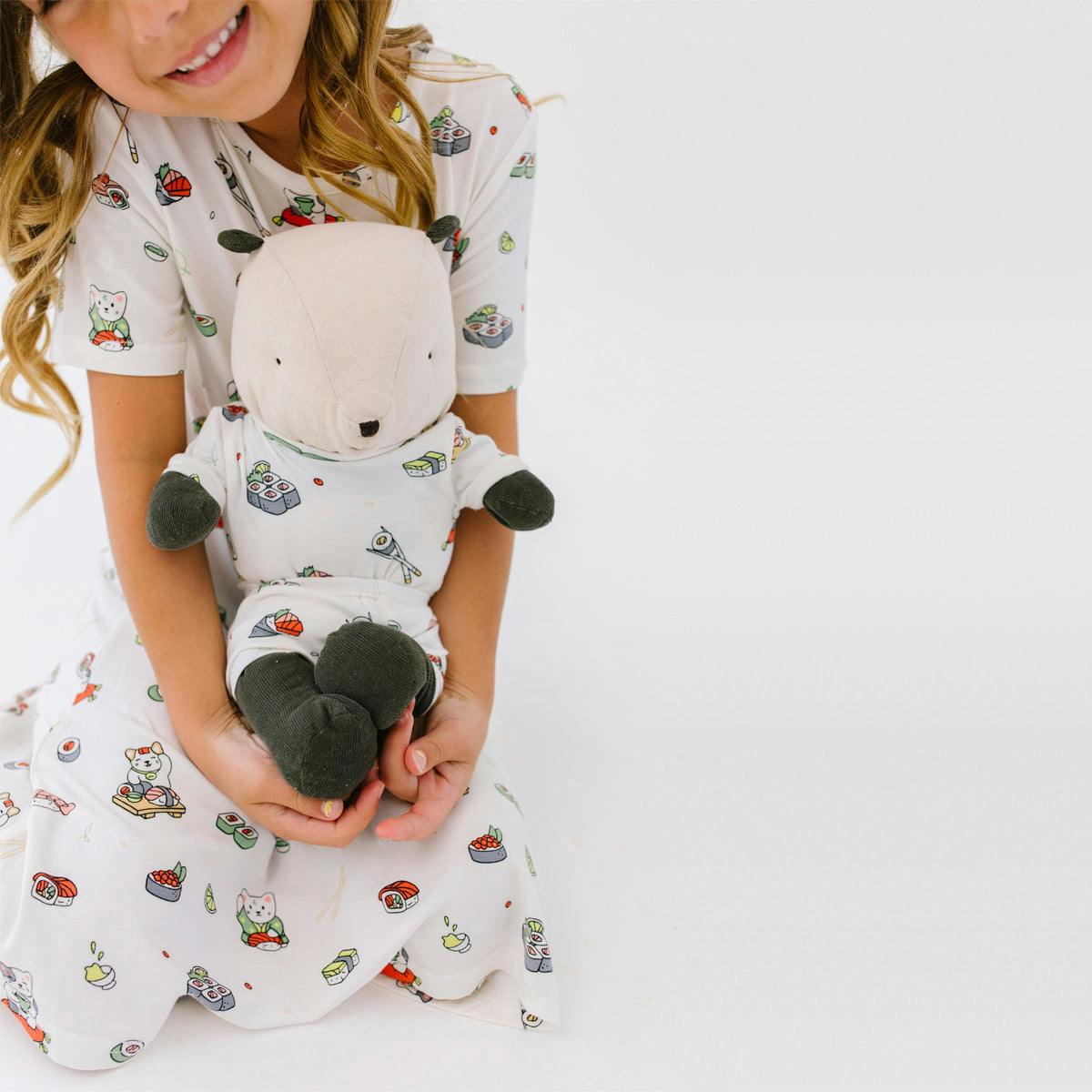 Sushi Cat Bamboo Girls' Short Sleeve Dress