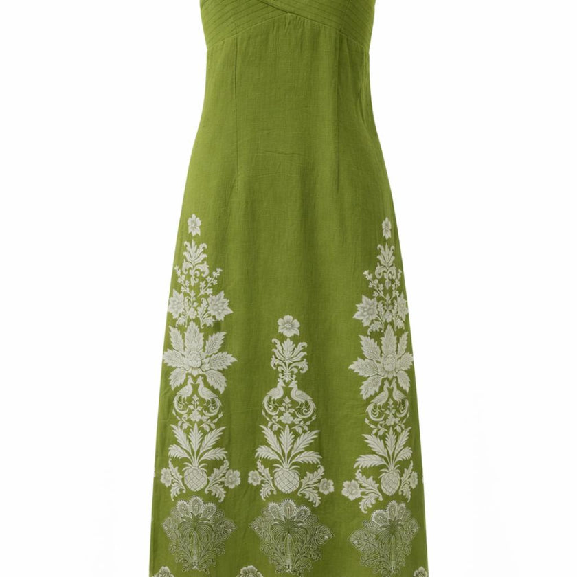 Carlie Green Ivory Lace Floral Midi Dress