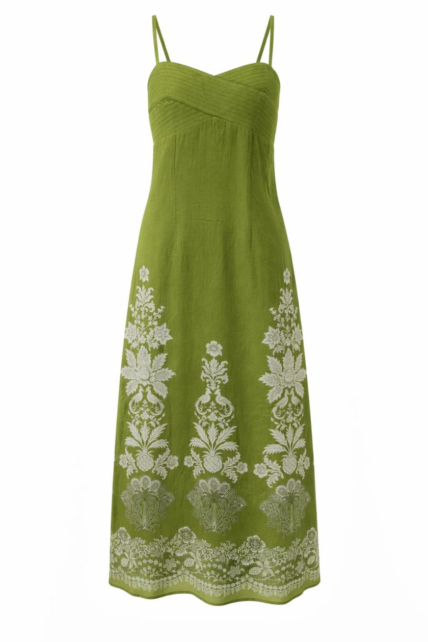 Carlie Green Ivory Lace Floral Midi Dress