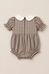Baby Emery Romper in Chestnut Gingham