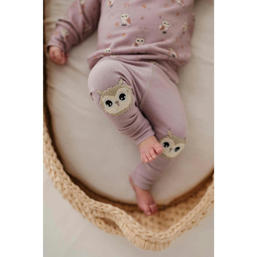 Baby Girl Patch Ribbed Leggings