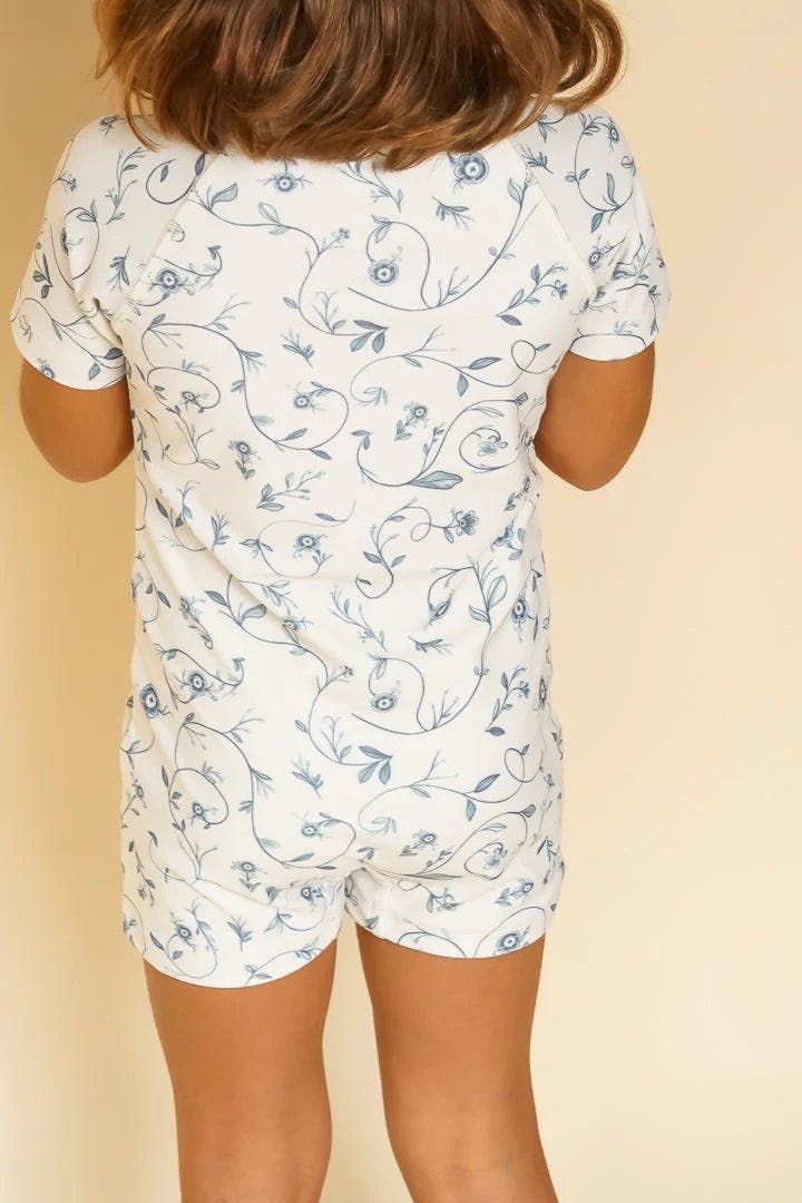 Short Sleeve Rashguard Swimsuit | UPF + Recycled - Scandi Floral