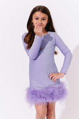 Lavender Shimmer Feather Dress