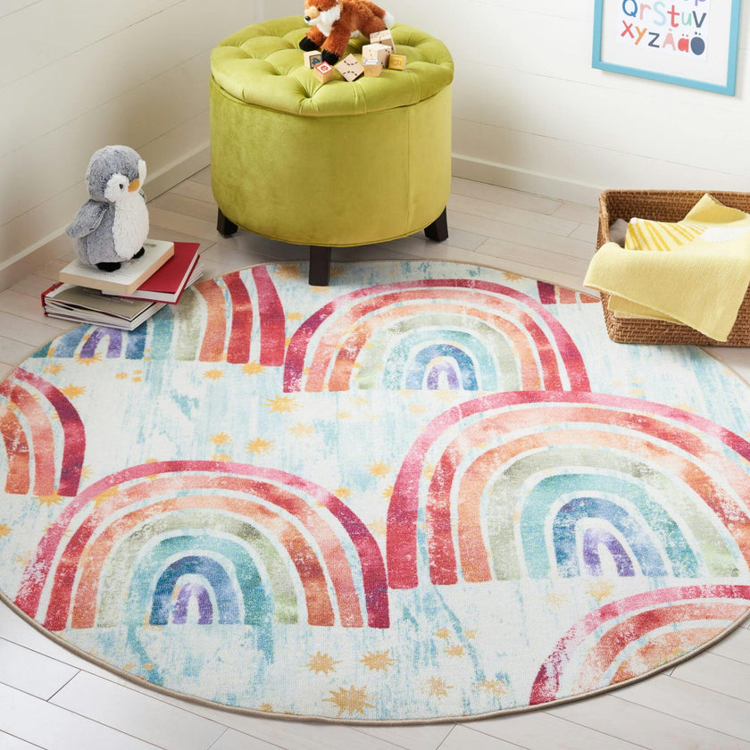 Kids Playhouse Rainbow Rug, Blue