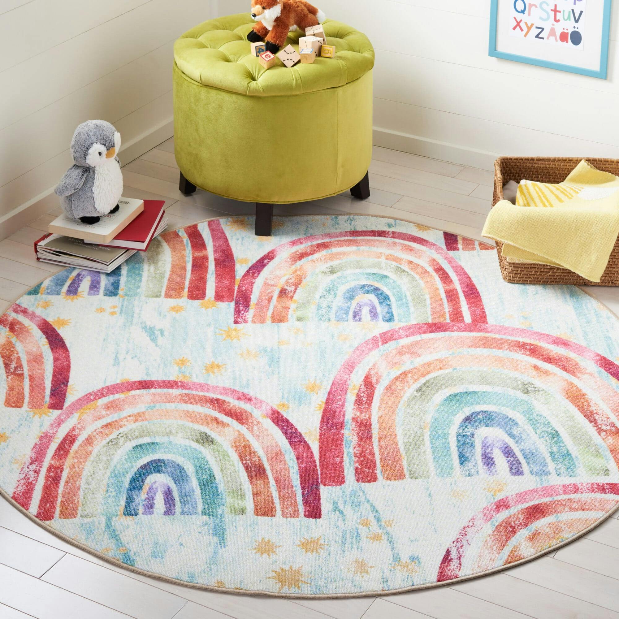 Kids Playhouse Rainbow Rug, Blue