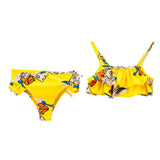 Yellow Sand Castle Print Two Piece Swimsuit