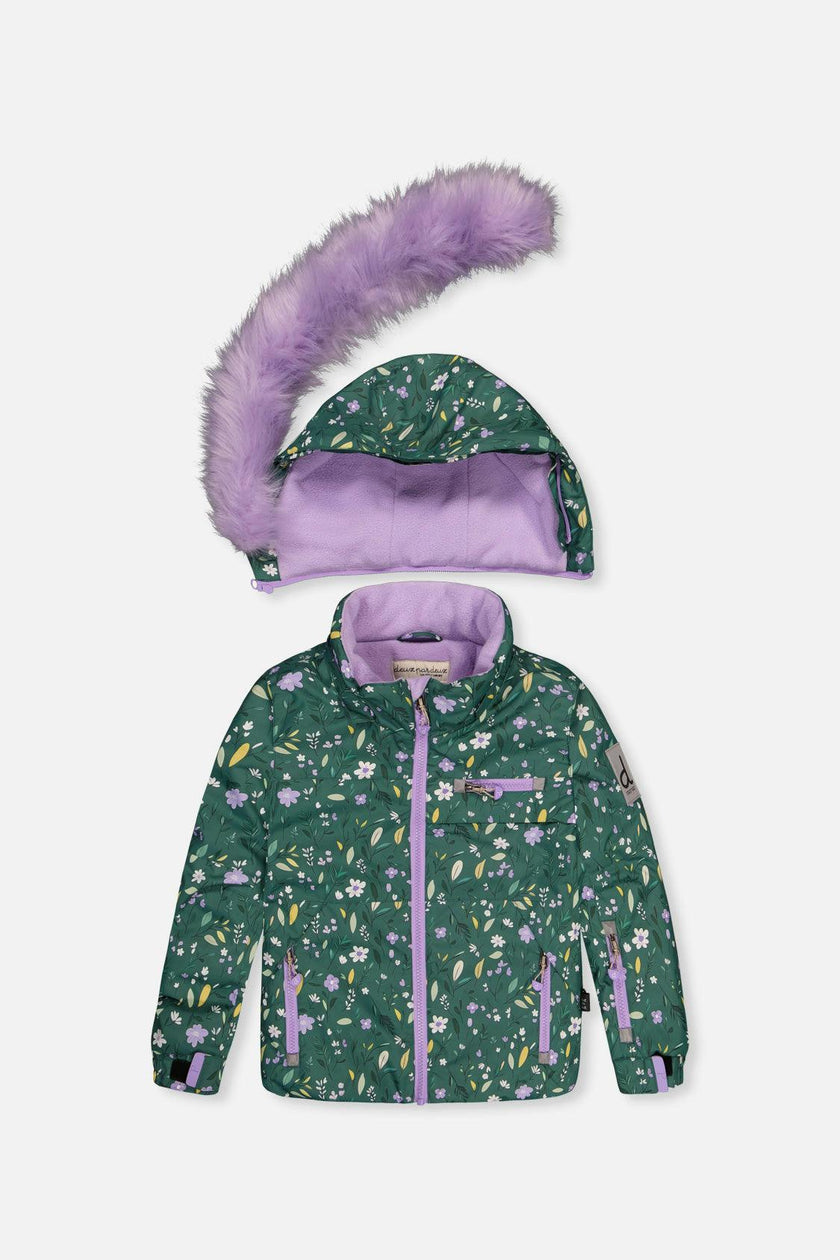 Two Piece Play Snowsuit Green Mini Flower Print