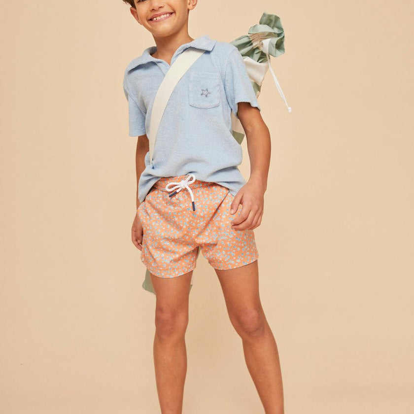 Orange Flowers Boys' Swim Shorts