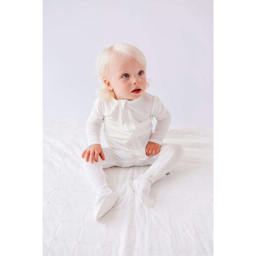 Zippered Footie, White