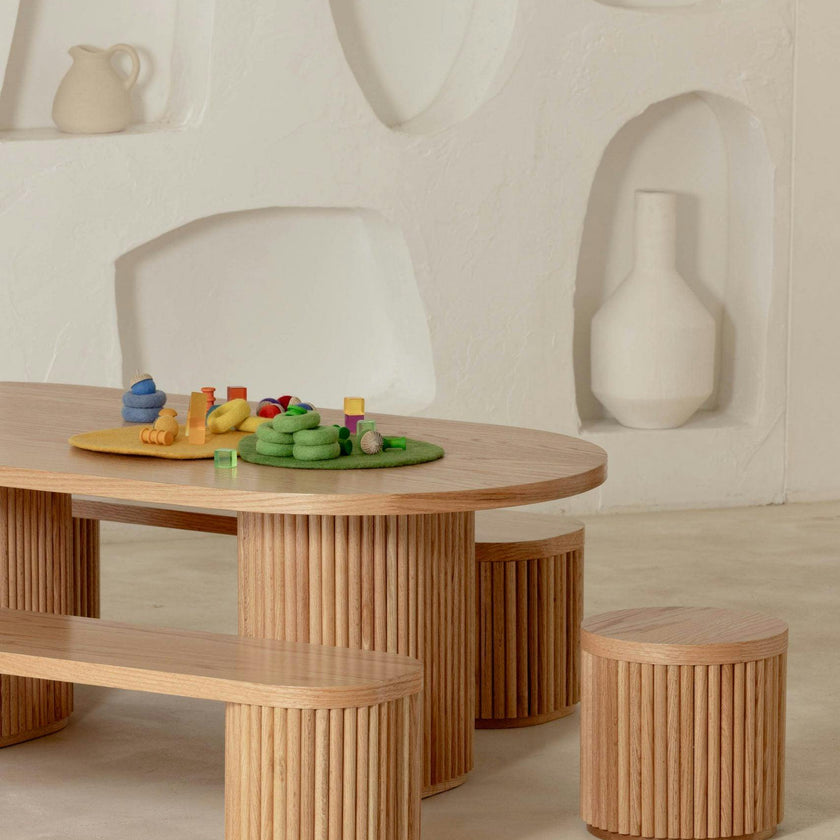 Fluted Oval Kids Table – Solid European Oak Activity Table