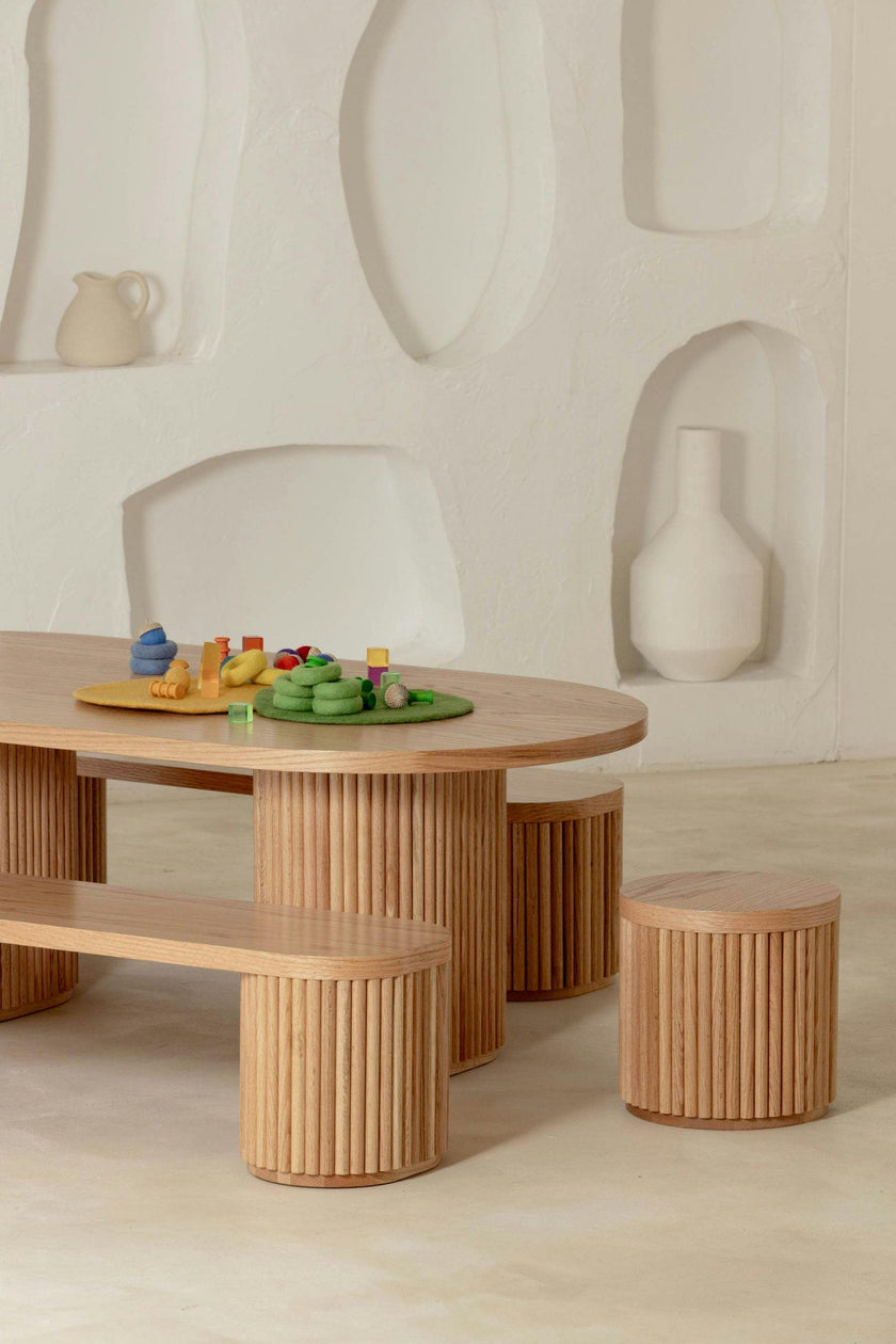 Fluted Oval Kids Table – Solid European Oak Activity Table