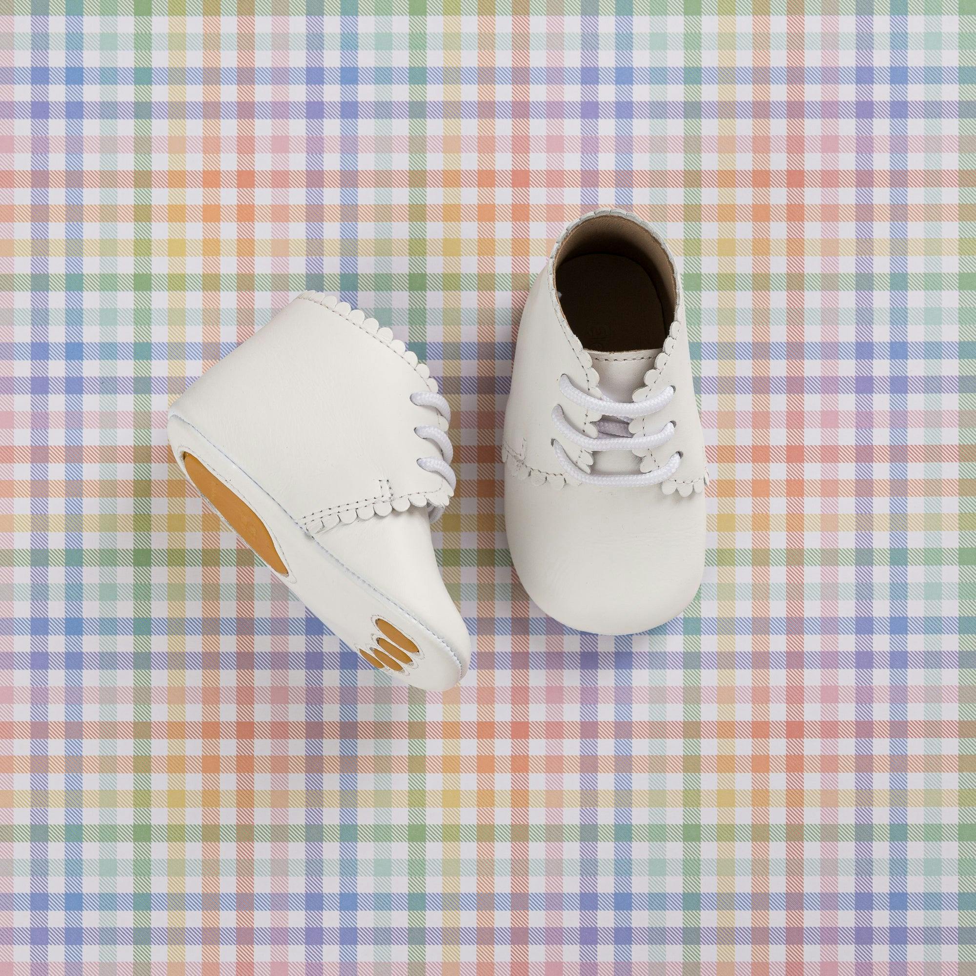 Baby Scalloped Bootie | White Leather