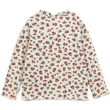 Floral Spot Print Ruffle Collar Long Sleeve 2-Button Shoulder T-Shirt