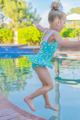 Lemon Print Skirted Swimsuit
