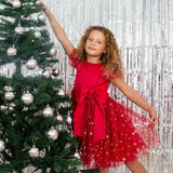 Stella Satin & Gold Star Girls Party Dress