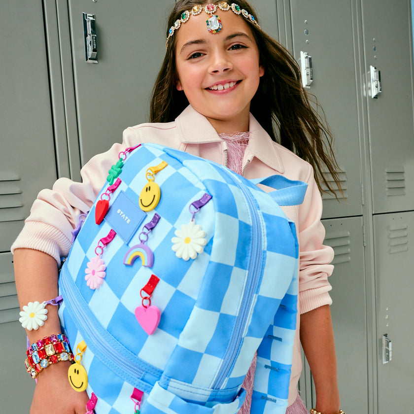 Kane Backpack, Charms Blue Checkerboard