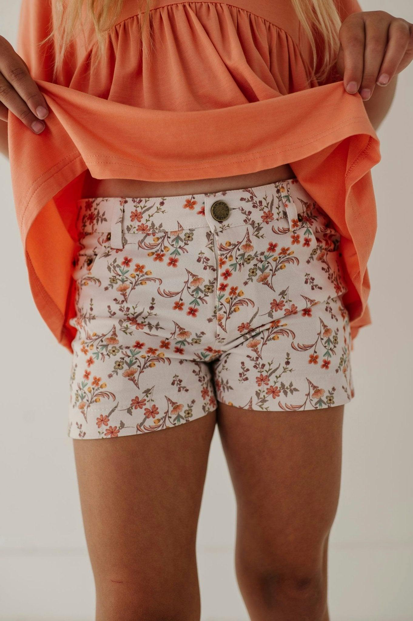 Girl's Printed Twill Shorts Ebba Viney Floral