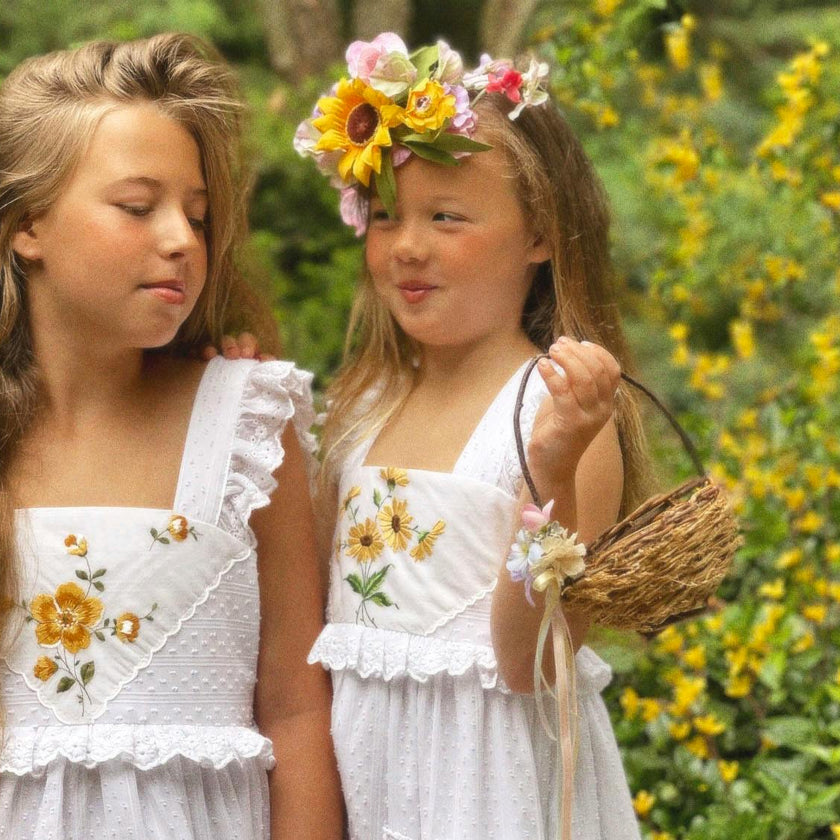6y Heirloom Handkerchief Dress - Pink & Yellow Florals