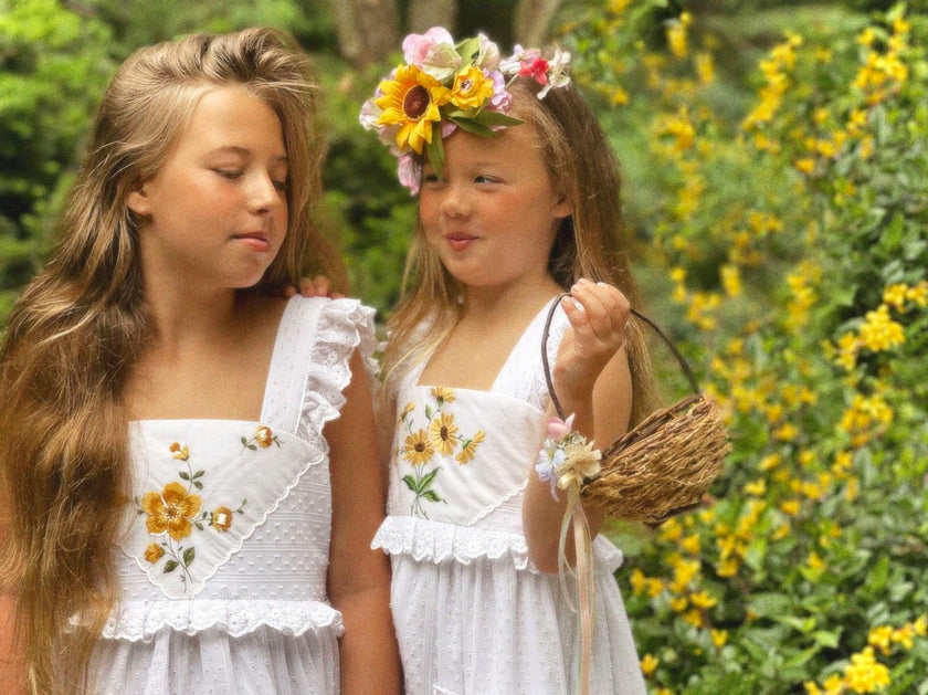 6y Heirloom Handkerchief Dress - Pink & Yellow Florals