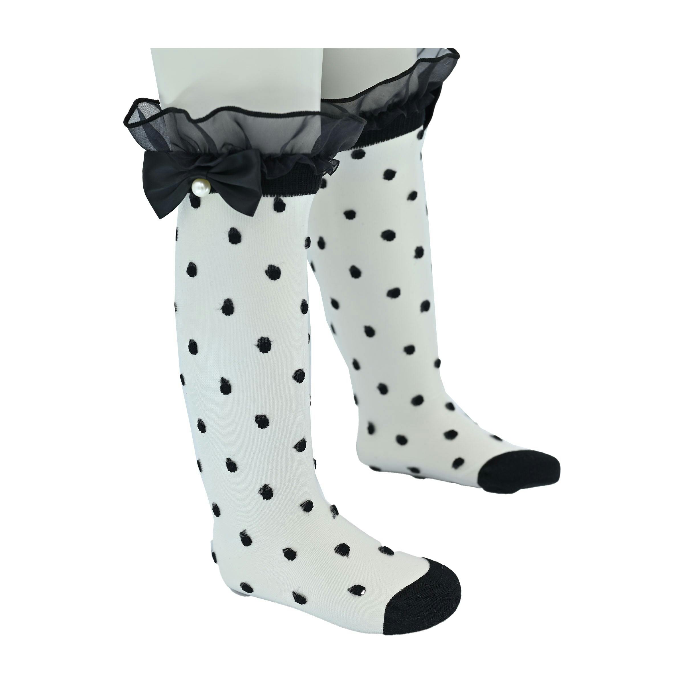 Transparent Polka-Dot Bow Trim Socks