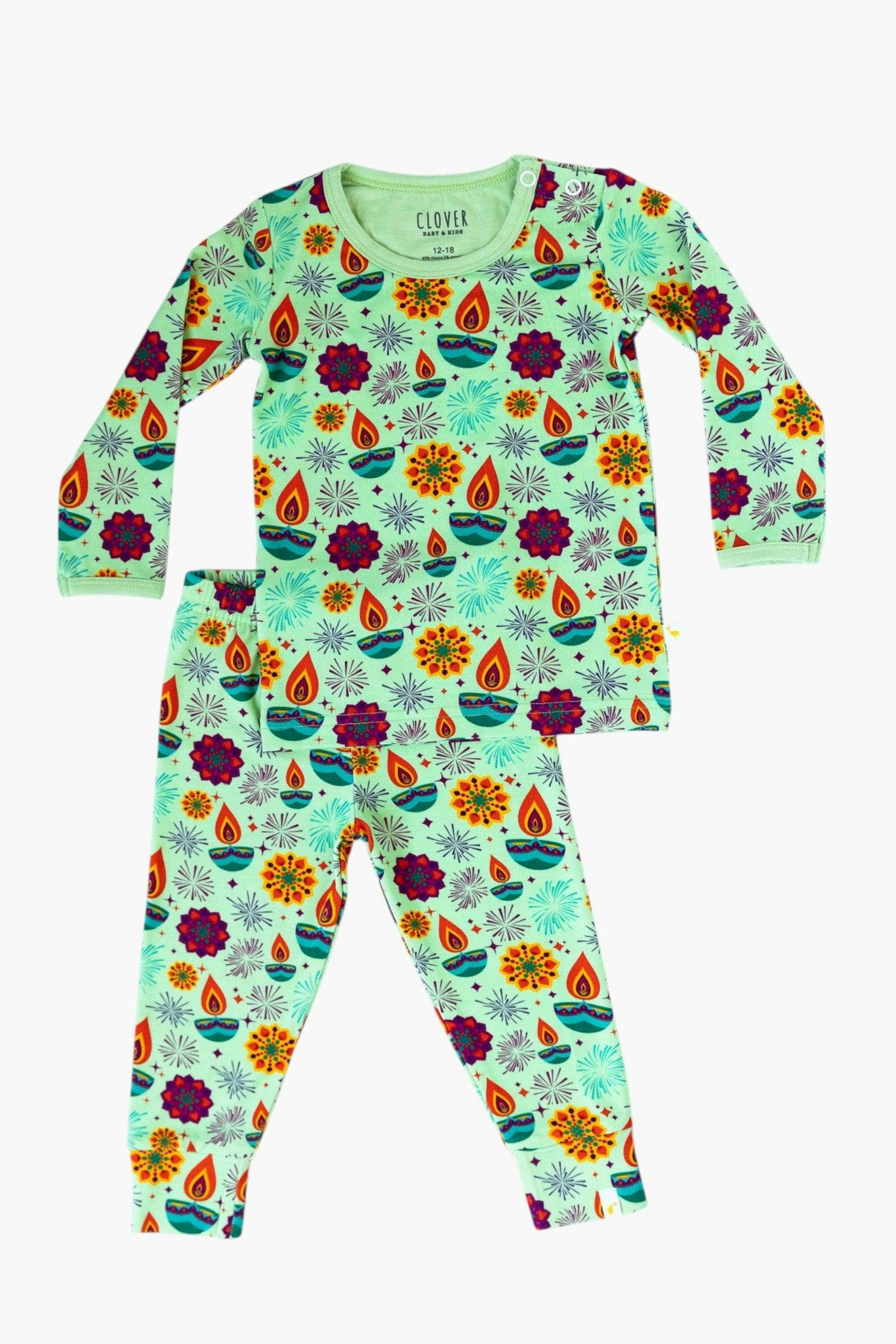 Long Sleeve Pajama Set - Diwali Light
