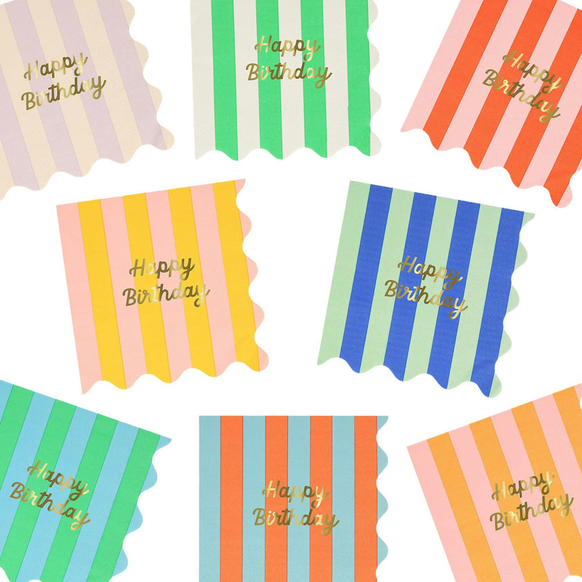Stripe Happy Birthday Large Napkins