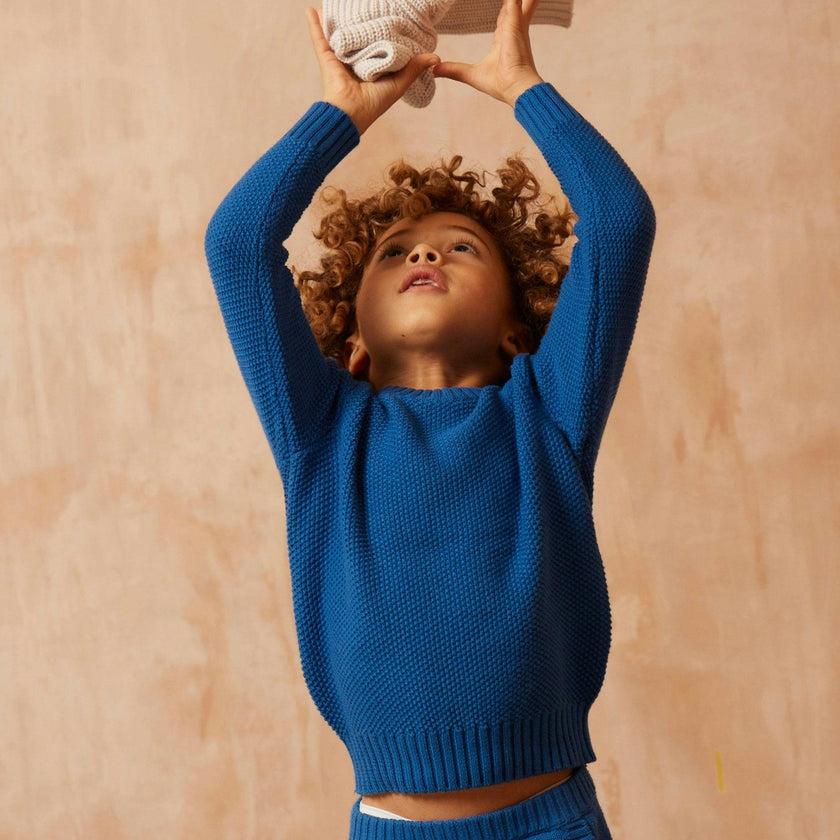 Moss Stitch Jumper | Cobalt Blue