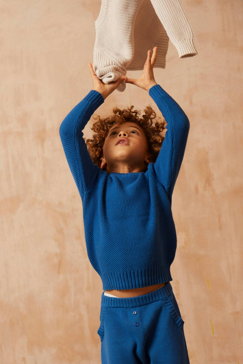 Moss Stitch Jumper | Cobalt Blue